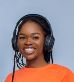 A photo of Nonye trying her best at smilling